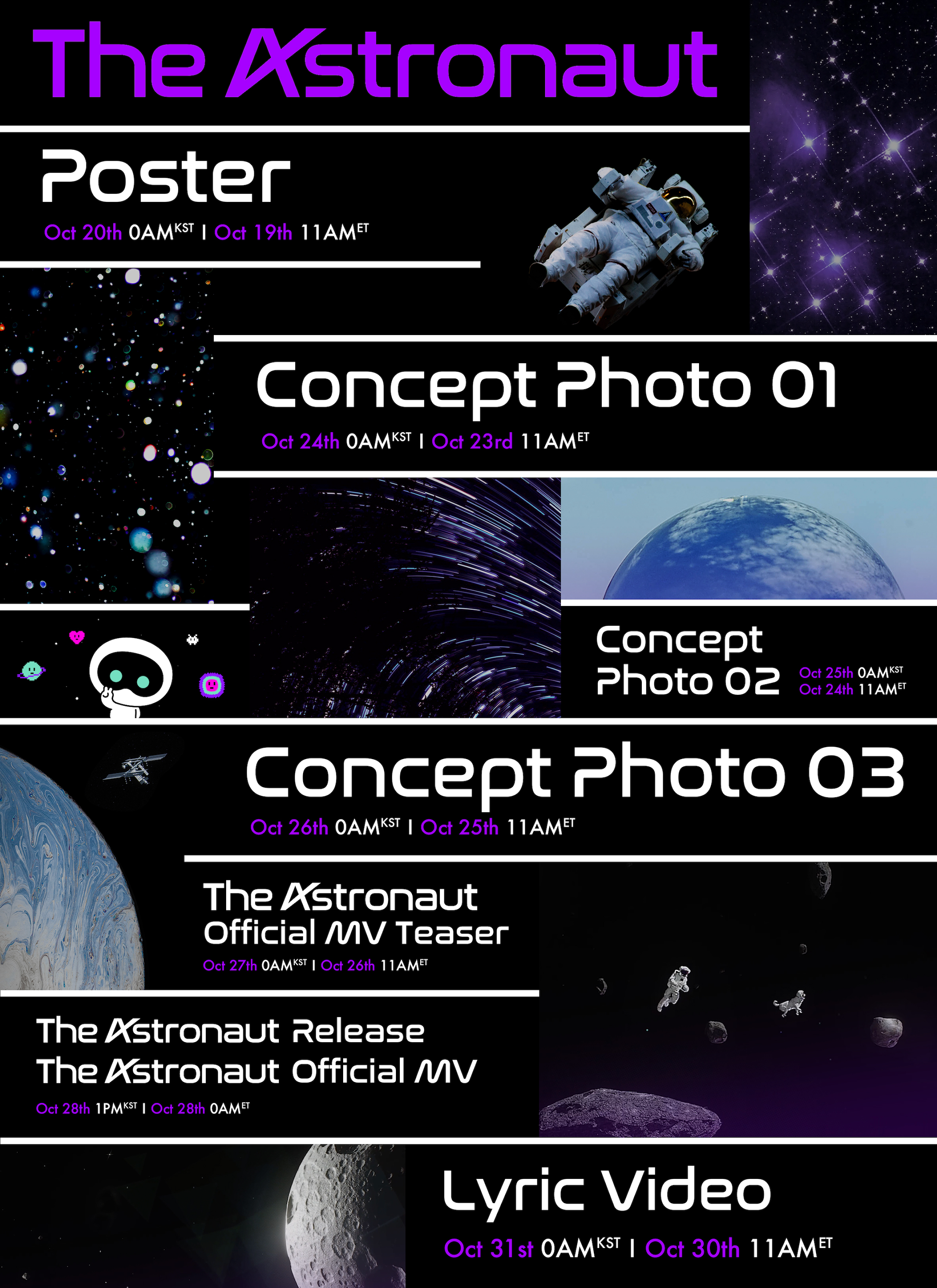 The Astronaut Promotion Schedule.